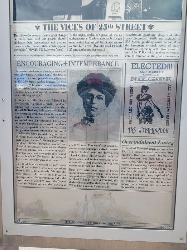 The Vices of 25th Street Marker. Click for full size. The Vices of 25th Street Marker image. Click for full size.