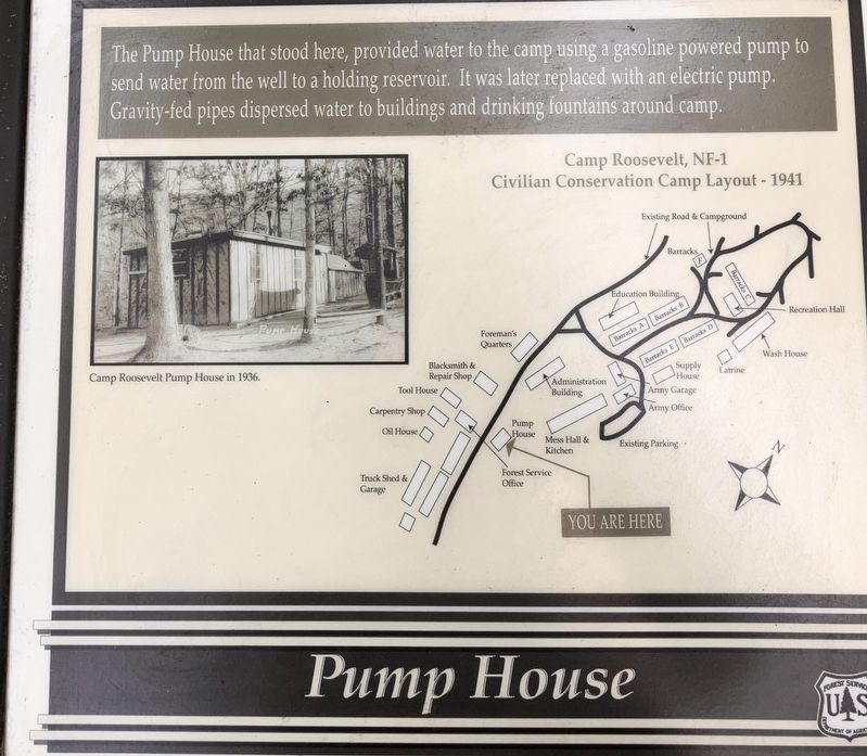 Camp Roosevelt Pump House Marker. Click for full size. Camp Roosevelt Pump House Marker image. Click for full size.