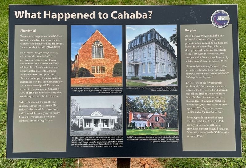 What Happened to Cahaba Marker. Click for full size. What Happened to Cahaba Marker image. Click for full size.