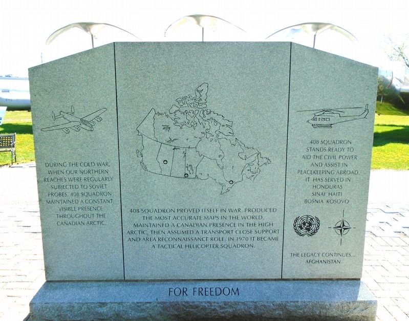 <lang=fr>Escadrille</lang=fr> 408 Squadron Memorial (back). Click for full size. <lang=fr>Escadrille</lang=fr> 408 Squadron Memorial (back) image. Click for full size.