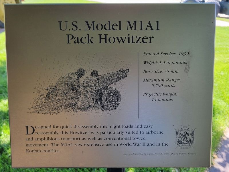 U.S. Model M1A1 Pack Howitzer Marker. Click for full size. U.S. Model M1A1 Pack Howitzer Marker image. Click for full size.