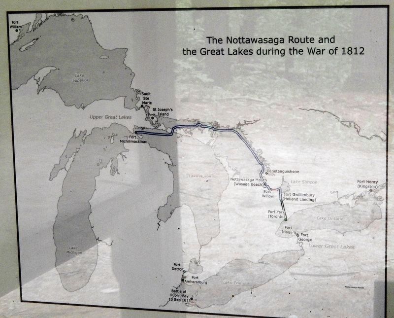 Marker detail: The Nottawasaga Route and the Great Lakes during the War of 1812 image. Click for full size.
