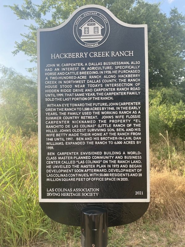 Hackberry Creek Ranch Marker. Click for full size. Hackberry Creek Ranch Marker image. Click for full size.
