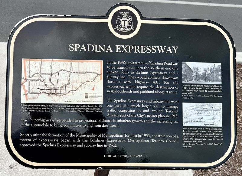 Spadina Expressway Marker. Click for full size. Spadina Expressway Marker image. Click for full size.