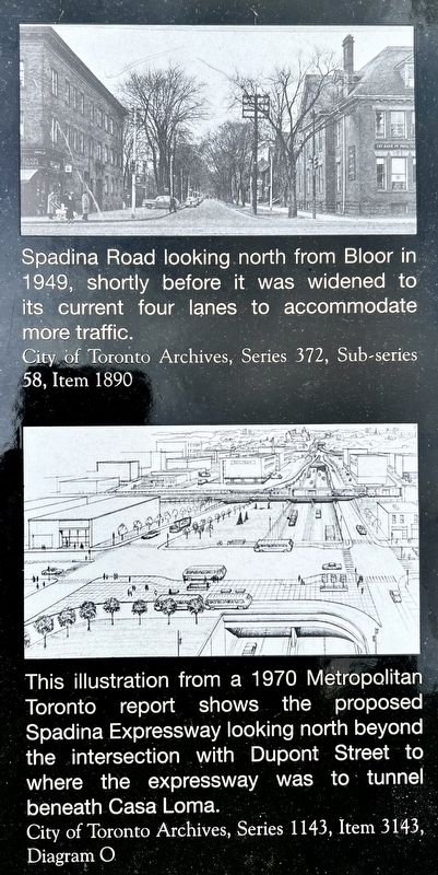 Spadina Expressway marker photos and captions detail (right). Click for full size. Spadina Expressway marker photos and captions detail (right) image. Click for full size.