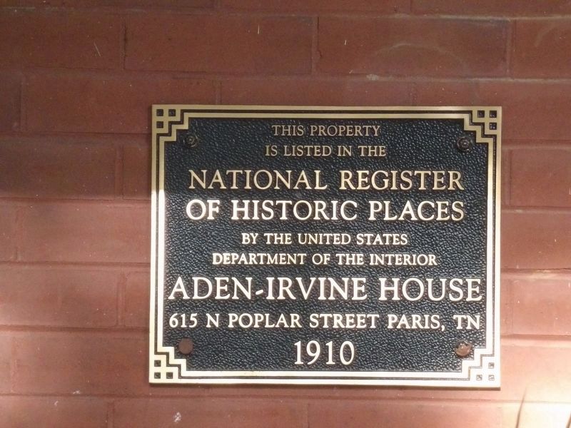 Aden-Irvine House Marker image. Click for full size.