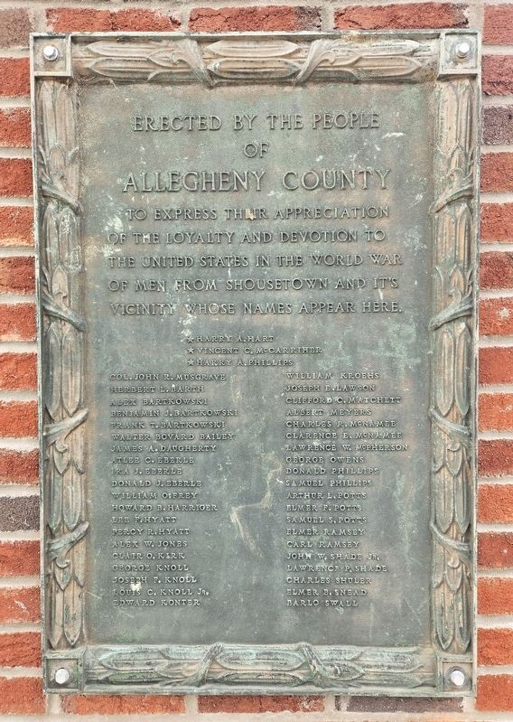 Shousetown Honor Roll Marker. Click for full size. Shousetown Honor Roll Marker image. Click for full size.