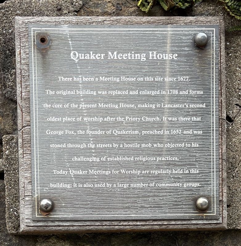 Quaker Meeting House Marker. Click for full size. Quaker Meeting House Marker image. Click for full size.