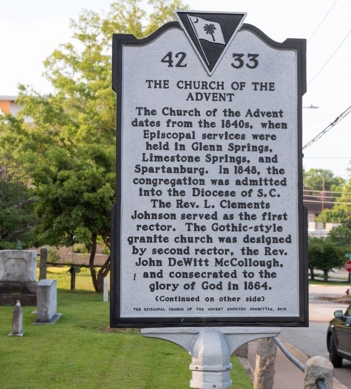 The Church of the Advent Marker, side one. Click for full size. The Church of the Advent Marker, side one image. Click for full size.