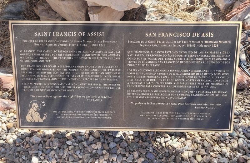 Saint Francis of Assisi / San Francisco de Asís Marker. Click for full size. Saint Francis of Assisi / San Francisco de Asís Marker image. Click for full size.