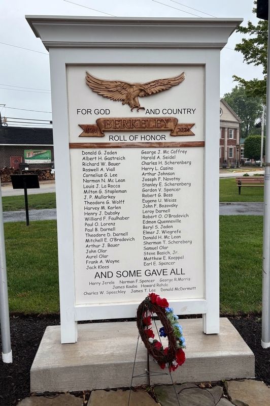 Berkeley Roll of Honor Marker. Click for full size. Berkeley Roll of Honor Marker image. Click for full size.