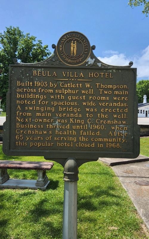 Discovery of Sulphur Well / Beula Villa Hotel Marker. Click for full size. Discovery of Sulphur Well / Beula Villa Hotel Marker image. Click for full size.