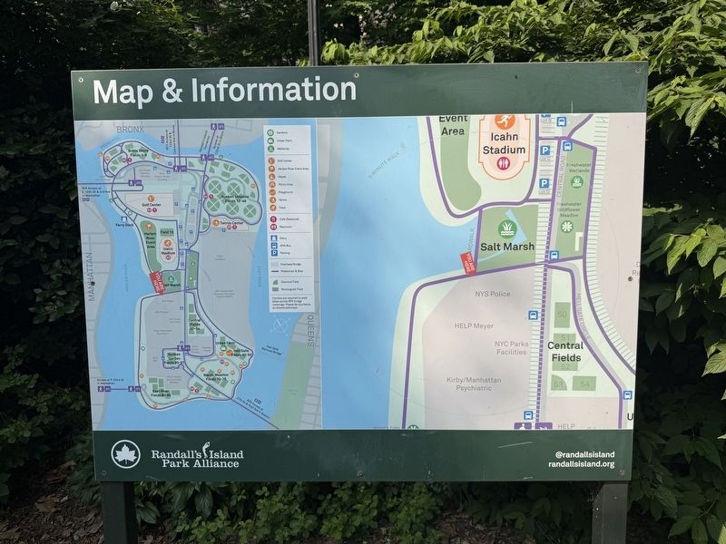Nearby Map & Information signage for Randall's Island Park. Click for full size. Nearby Map & Information signage for Randall's Island Park image. Click for full size.