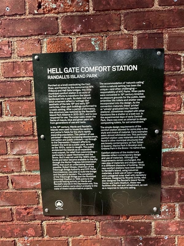 Hell Gate Comfort Station Marker. Click for full size. Hell Gate Comfort Station Marker image. Click for full size.