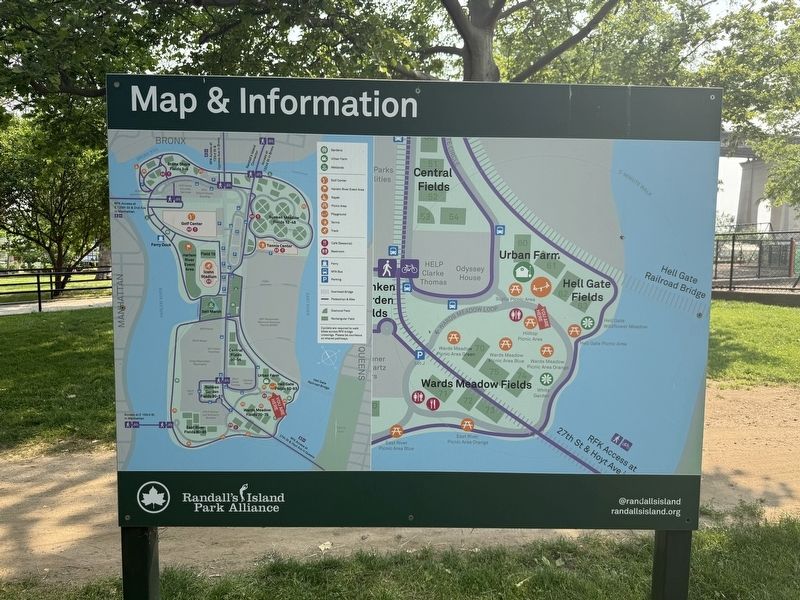 Map & Information signage for Randall's Island Park. Click for full size. Map & Information signage for Randall's Island Park image. Click for full size.