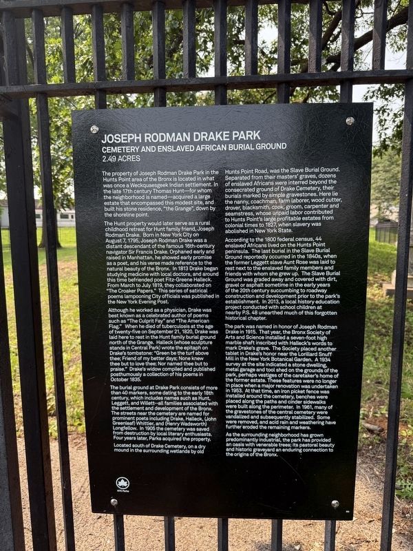 Joseph Rodman Drake Park Marker image. Click for full size.