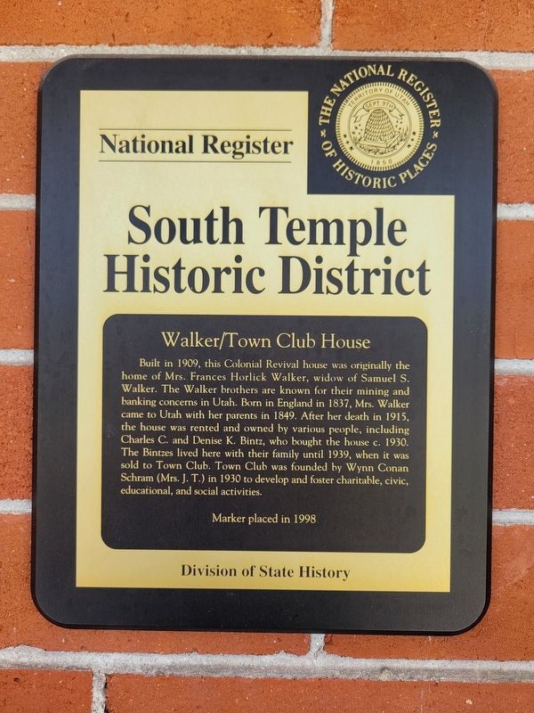 Walker/Town Club House Marker. Click for full size. Walker/Town Club House Marker image. Click for full size.
