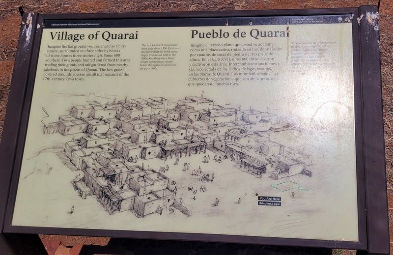 Village of Quarai / Pueblo de Quaral Marker. Click for full size. Village of Quarai / Pueblo de Quaral Marker image. Click for full size.