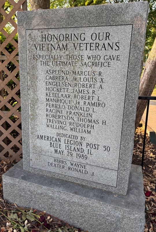 Blue Island Vietnam War Veterans Memorial Marker image. Click for full size.