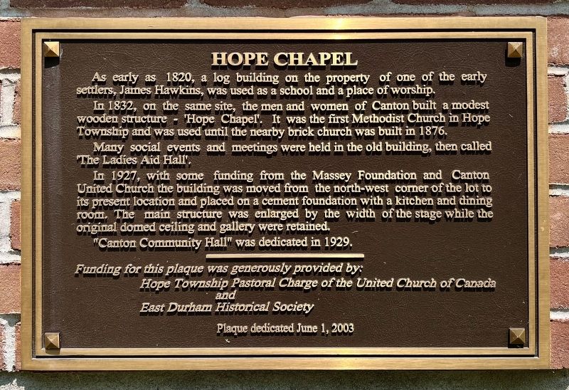 Hope Chapel Marker. Click for full size. Hope Chapel Marker image. Click for full size.