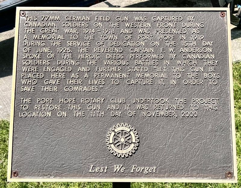 77mm German Field Gun Marker. Click for full size. 77mm German Field Gun Marker image. Click for full size.