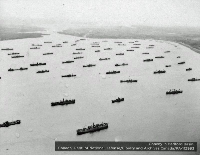 Marker detail: Convoy in Bedford Basin image. Click for full size.