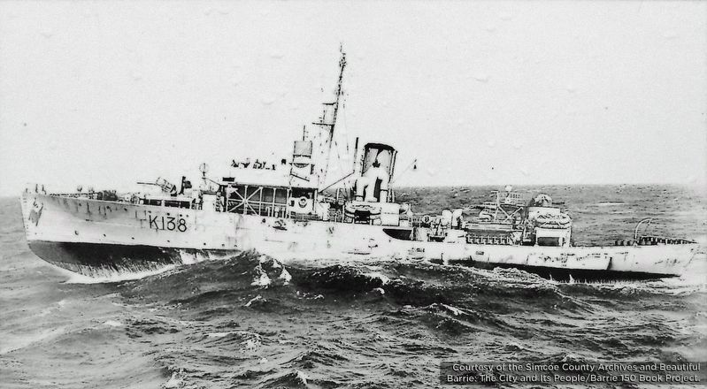 Marker detail: <i>HMCS Barrie</i> image. Click for full size.
