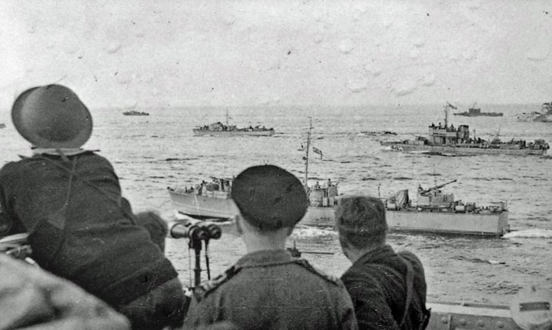 Marker detail: Landing craft en route to Dieppe image. Click for full size.
