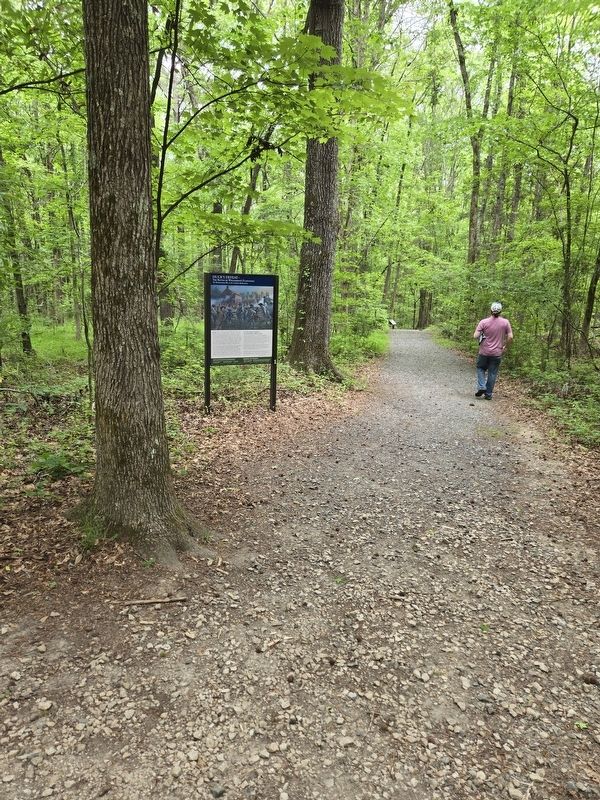 Huck's Defeat Marker at the start of the battlefield trail. Click for full size. Huck's Defeat Marker at the start of the battlefield trail image. Click for full size.