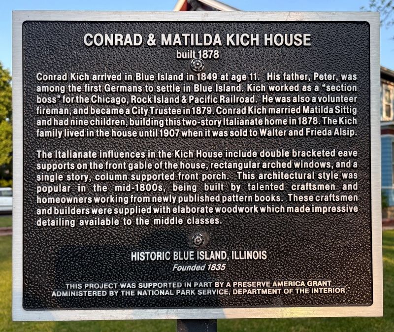 Conrad & Matilda Kich House Marker image. Click for full size.