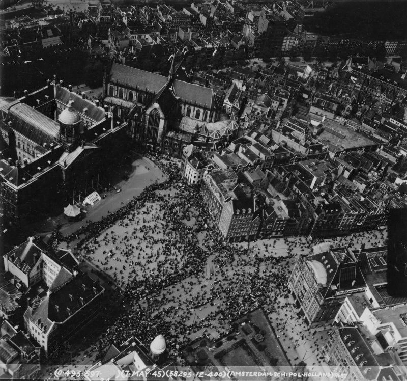 Aerial view of Dam Square in Amsterdam. Click for full size. Aerial view of Dam Square in Amsterdam image. Click for full size.