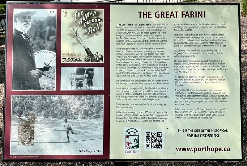 The Great Farini Marker. Click for full size. The Great Farini Marker image. Click for full size.