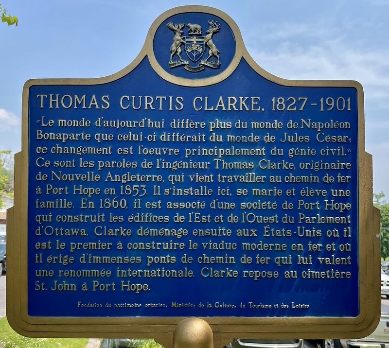 Thomas Curtis Clarke 1827-1901 Marker [fran�ais] image. Click for full size.