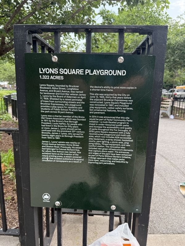 Lyons Square Playground Marker image. Click for full size.