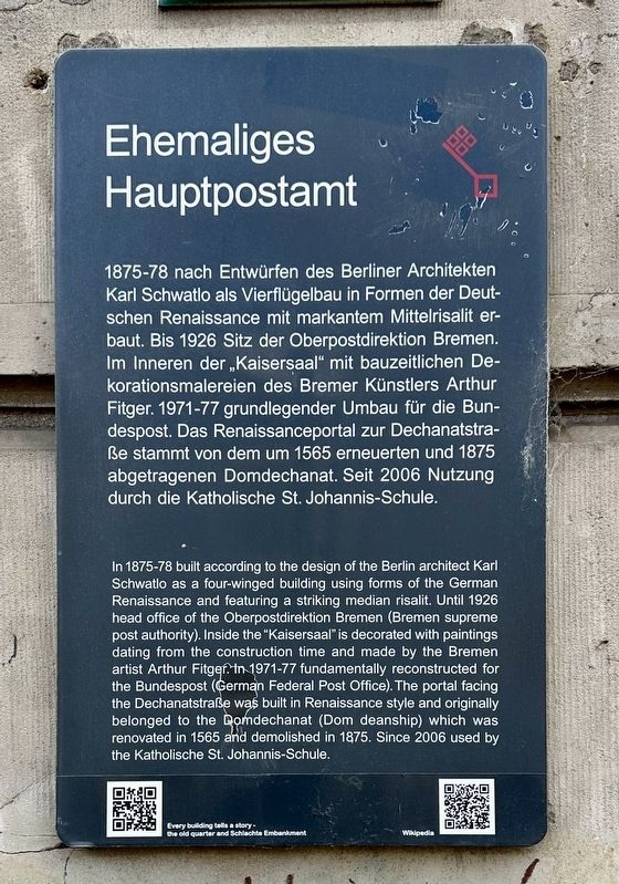 Ehemaliges Hauptpostamt / Former Main Post Office Marker image. Click for full size.