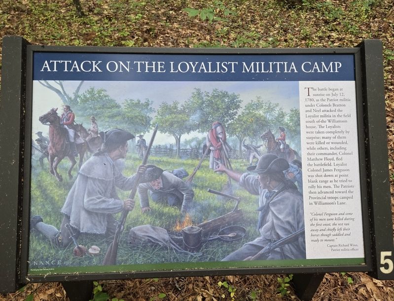 Attack on the Loyalist Militia Camp Marker image. Click for full size.