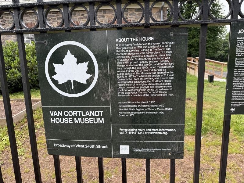 Van Cortlandt House Museum Marker image. Click for full size.