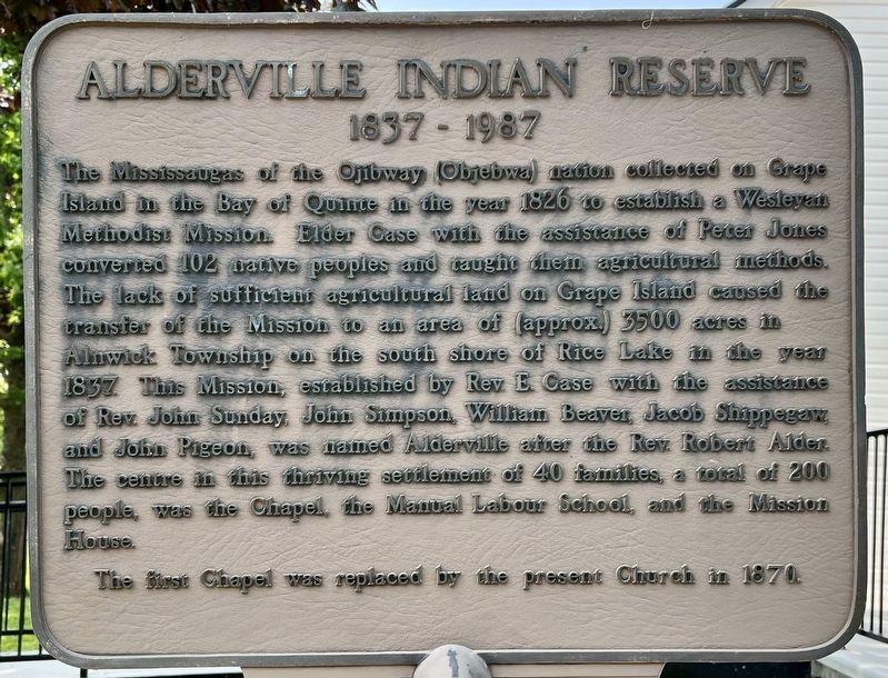 Alderville Indian Reserve Marker image. Click for full size.