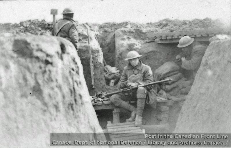 Marker detail: Post in the Canadian Front Line image. Click for full size.