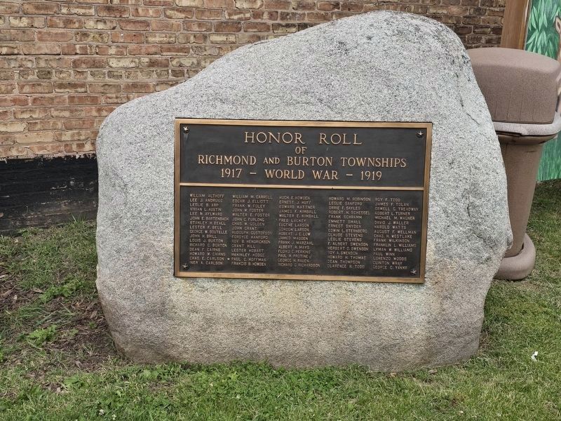 Honor Roll <br><br>1917 - World War - 1919. Click for full size. Honor Roll <br><br>1917 - World War - 1919 image. Click for full size.