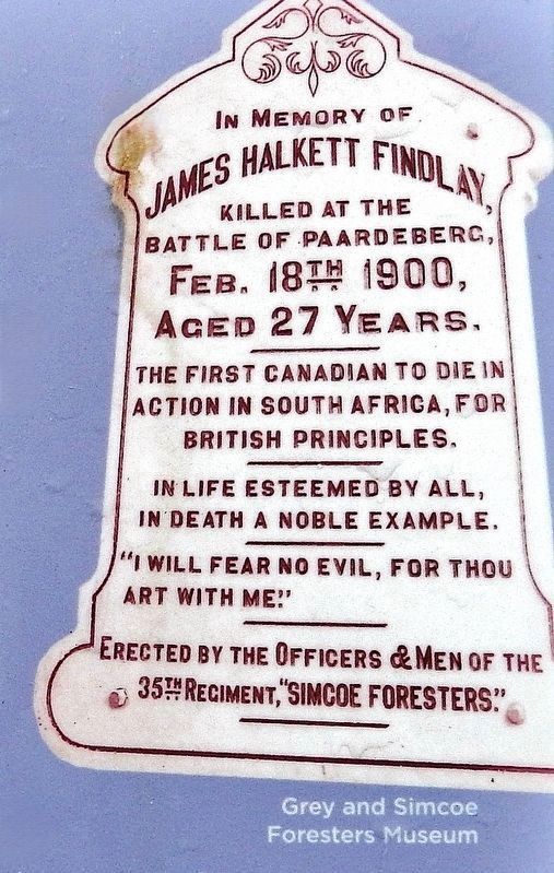 Marker detail: James Halkett Findlay Memorial image. Click for full size.
