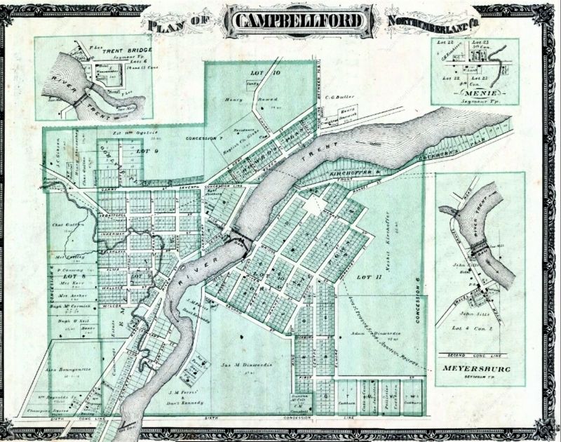 Village of Campbellford in 1878 image. Click for full size.