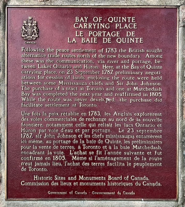 Bay of Quinte Carrying Place Marker image. Click for full size.