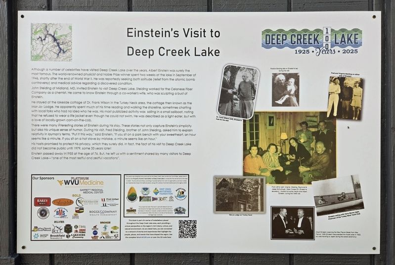 Einstein's Visit to Deep Creek Lake Marker image. Click for full size.
