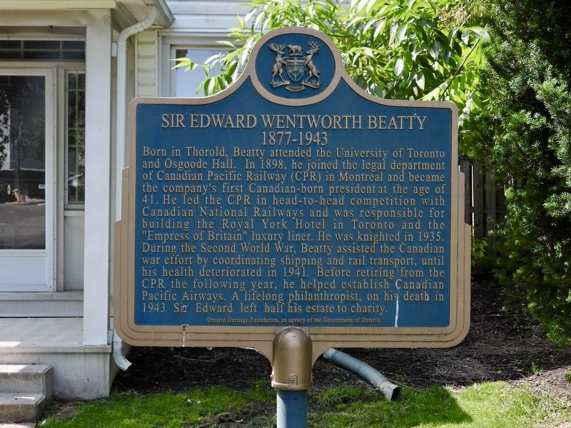 Sir Edward Wentworth Beatty 1877-1943 Marker. Click for full size. Sir Edward Wentworth Beatty 1877-1943 Marker image. Click for full size.