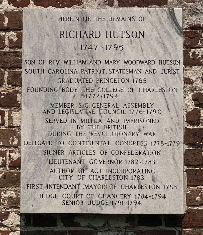 Richard Hutson Marker. Click for full size. Richard Hutson Marker image. Click for full size.