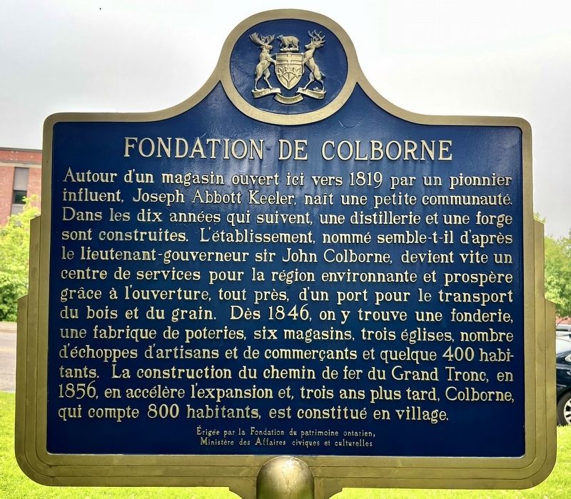 The Founding of Colborne Marker/ Fondation de Colborne [fran�ais] image. Click for full size.