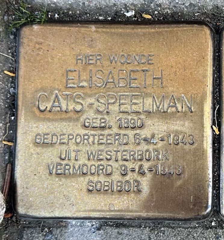 Elisabeth Cats-Speelman stolperstein image. Click for full size.