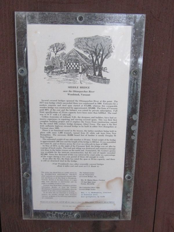 Middle Bridge Marker. Click for full size. Middle Bridge Marker image. Click for full size.