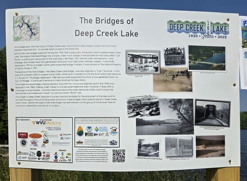 The Bridges of Deep Creek Lake Marker. Click for full size. The Bridges of Deep Creek Lake Marker image. Click for full size.